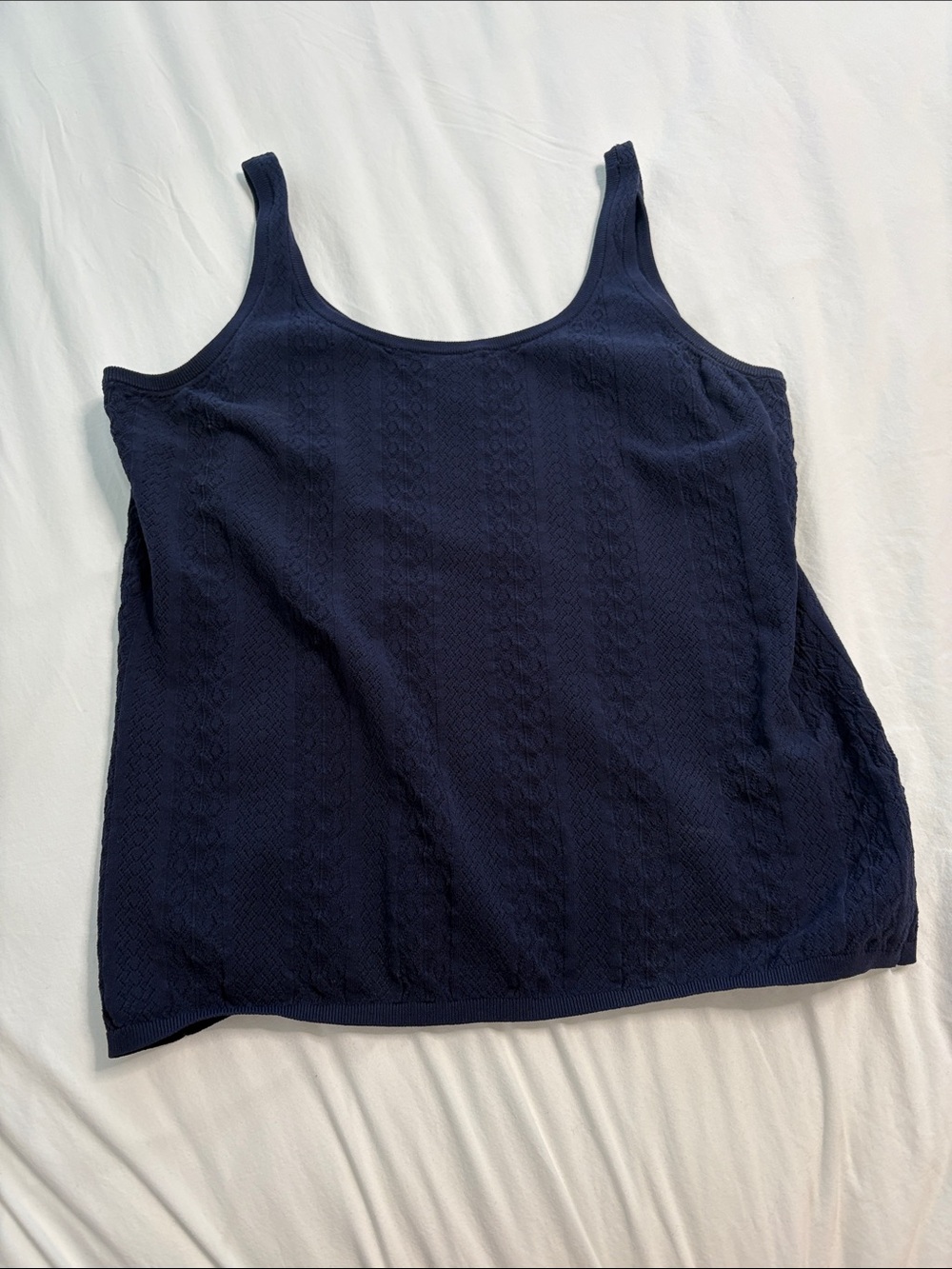 Kit and Ace Navy Pointelle Scoop Tank